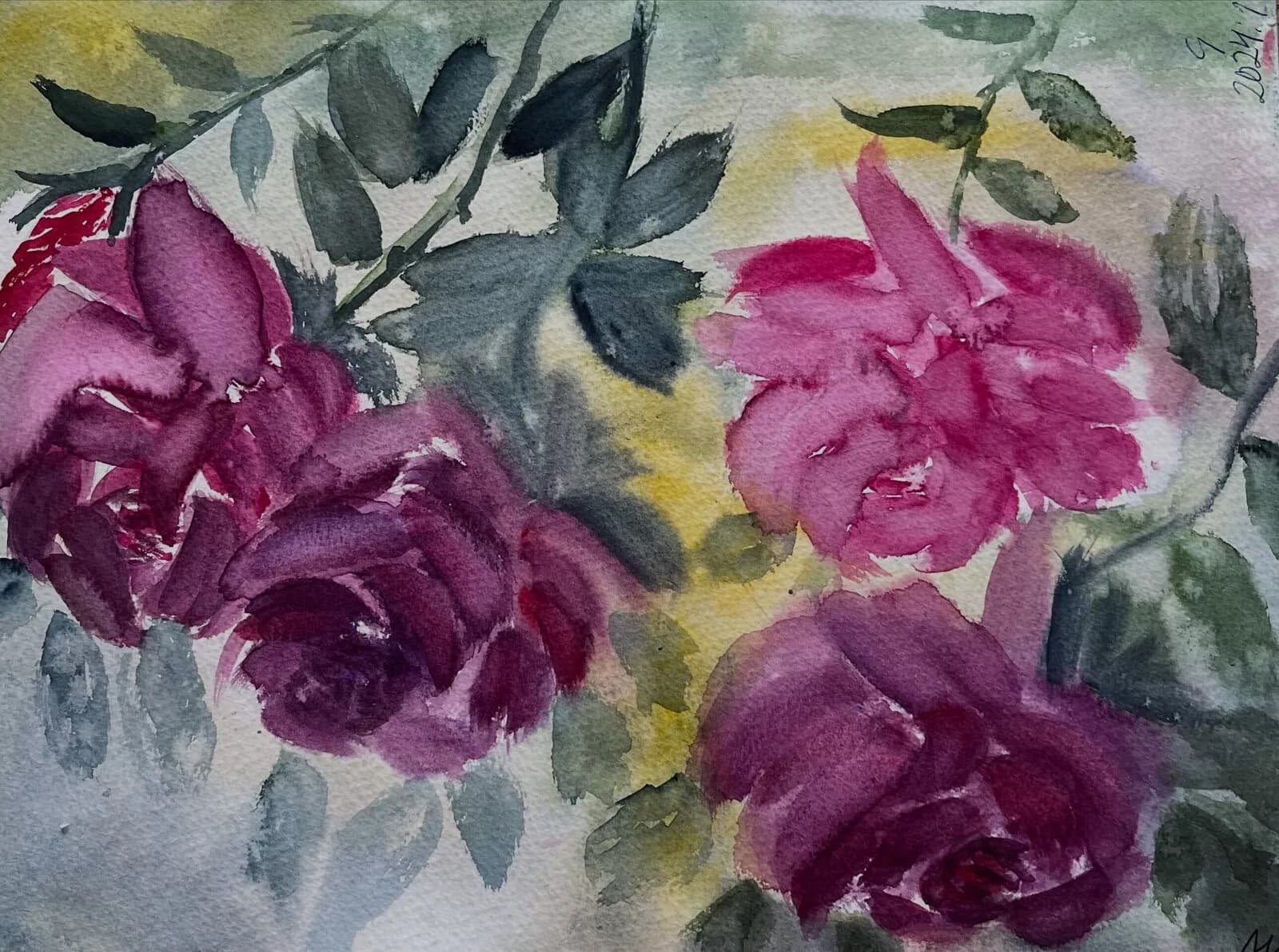 The soul of Roses – målning i akvarell på papper av Anna-Karin Nystrand